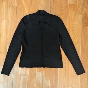 Proenza Schouler White Label Compact Knit Black Turtleneck Cutout Detail Size L